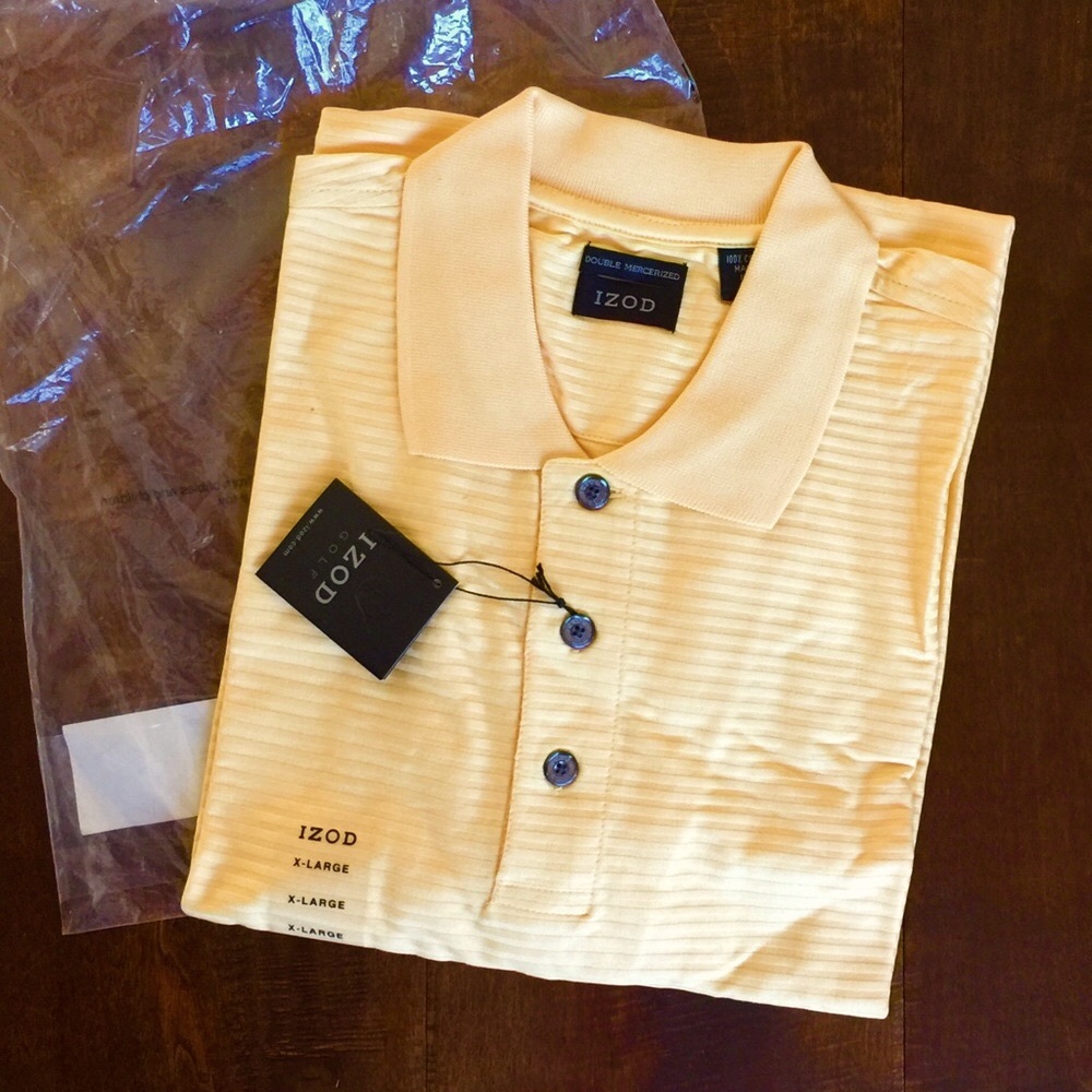 Izod mens XL polo shirt NEW light creamy yellow